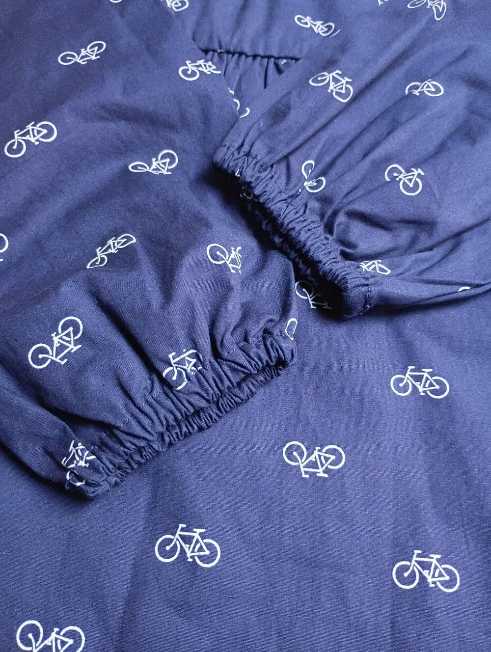Hope & Henry Girls Organic Cotton Navy Long-Sleeve Bicycle Print Dress Size 12
